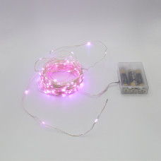 Гірлянда-роса (Copper Wire) 200P-1 Battery внутрішня, пров.:прозорий, (рожевий)