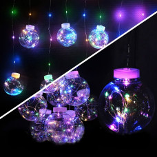 Гірлянда-штора (Curtain-Lights) Ball Lamp 200L M-1 внутрішня, пров.:прозорий, 3м (Різнокольорова)