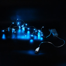 Xmas гірлянд 30 Led 3M (Copper) на мідному дроті (Крапля роси) B BLUE BATTERY+USB