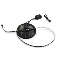 Гірлянда-стрічка (Rope-Lights) SMD5050-RGB Music універсальна, пров.: чорний, 5м (Різнокольорова)