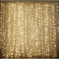 Гірлянда-штора 300 led WW-9 Теплий Білий 3M*3M на мідному дроті+з'єднувач